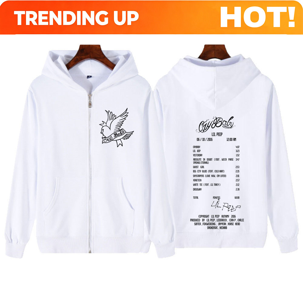 Mens Fashion Zip Up Hoodies - ラッパー リル・ピープ クライ・ベイビー アルバム グラフィック ジッパー
