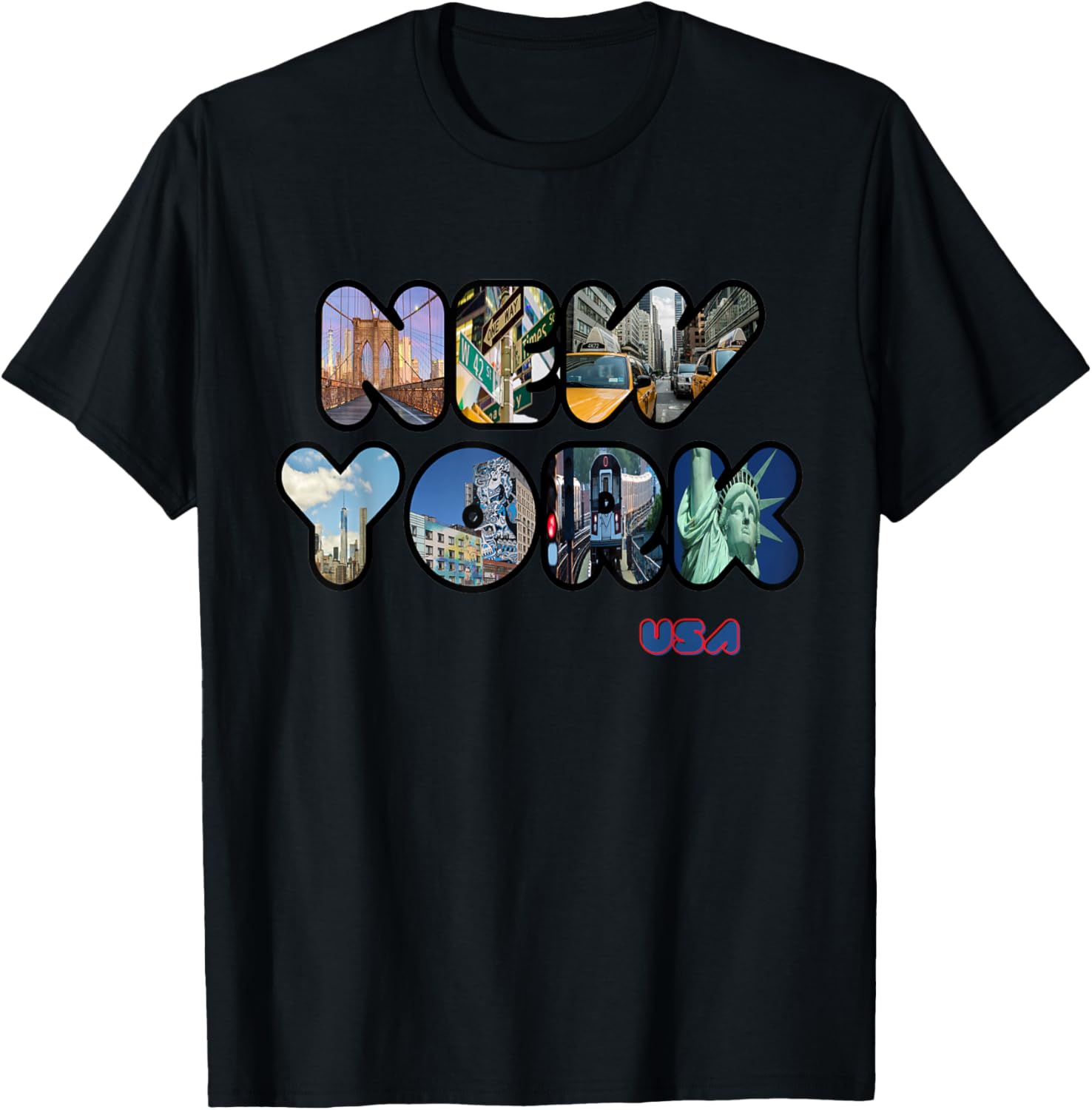 Men'S Fashion New York - ニューヨークシティコラージュグラフィックTシャツメンズファッションコットン半袖クルーネックTシャツ