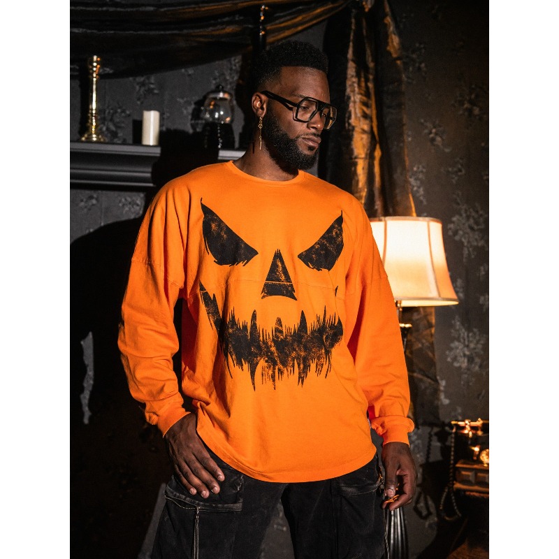 男女兼用、ゆったりとした肩のデザインのハロウィーン・パンプキ - Men'S Fashion T Shirts のレビューと価格