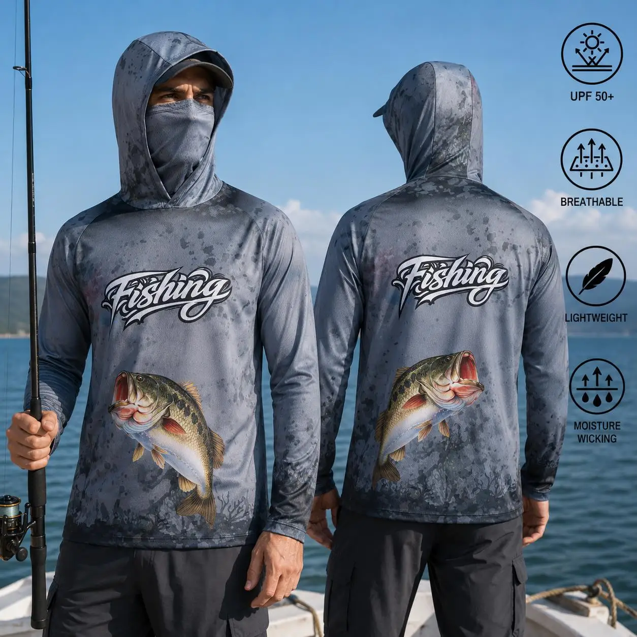 釣り用シャツ、フード付き、メンズ、長袖、アウトドア、夏用、マ - Mens Fashion Summer のレビューと価格