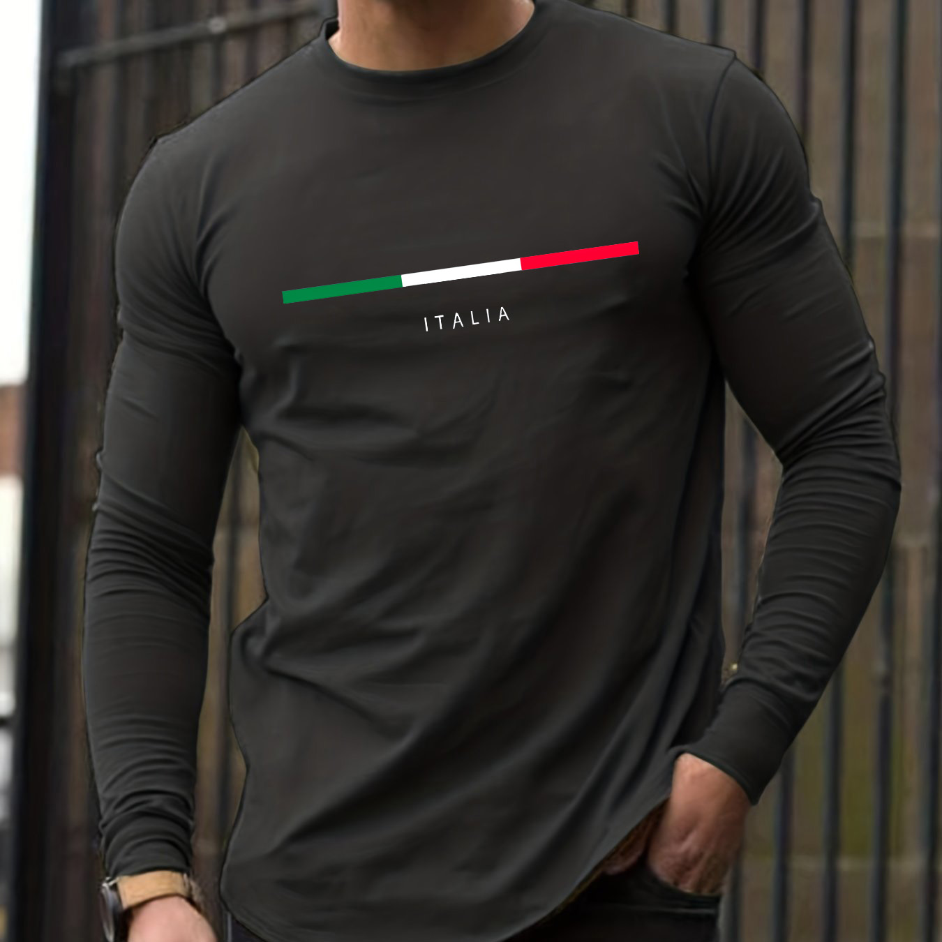 100％純綿を使用した、メンズ用長袖、ラウンドネック、ゆった - Men'S Fashion T Shirts のレビューと価格