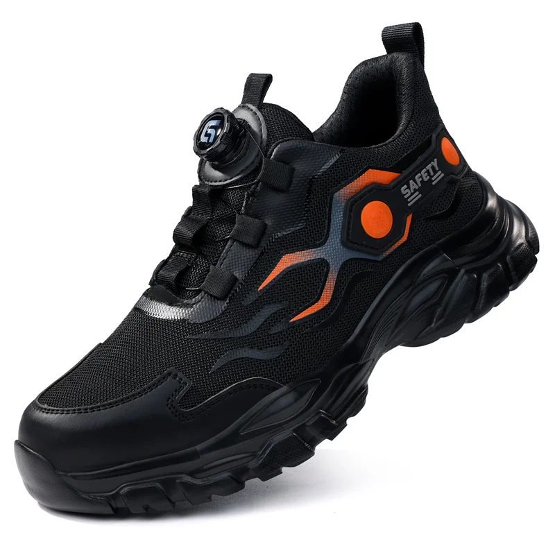 男性鋼つま先作業靴ファッション安全靴軽量回転ボタンアンチスマ - Mens Fashion Trainers のレビューと価格