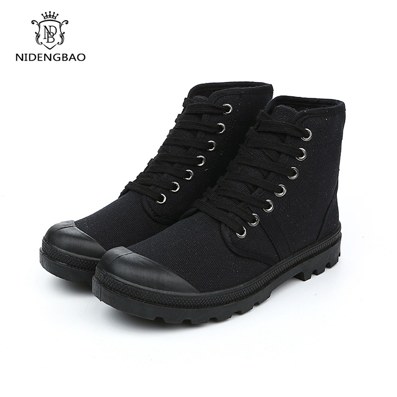 メンズハイトップミリタリーアンクルブーツ、カジュアルキャンバ - Mens Fashion Trainers のレビューと価格