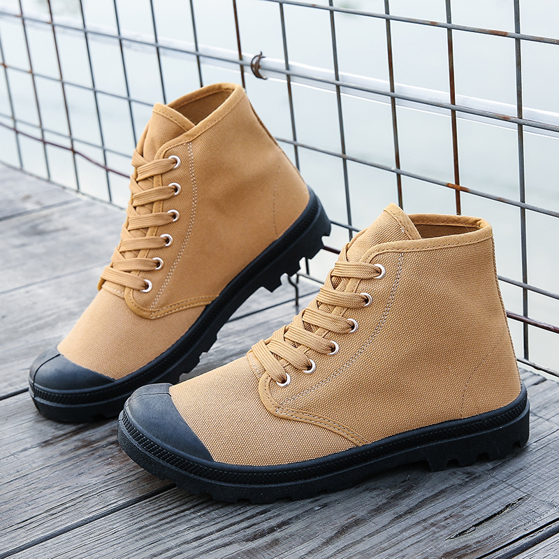 メンズハイトップミリタリーアンクルブーツ、カジュアルキャンバ - Mens Fashion Trainers のレビューと価格