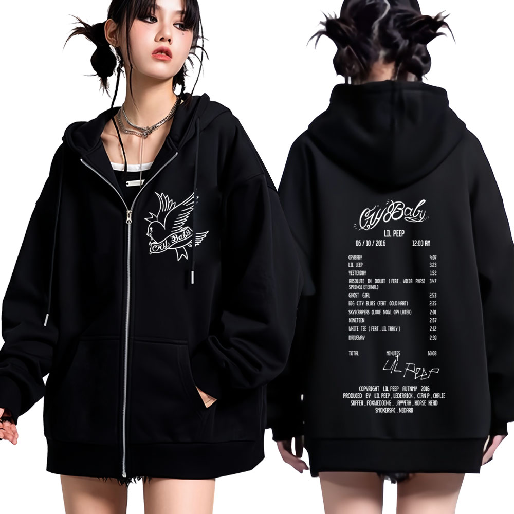 ラッパー リル・ピープ クライ・ベイビー アルバム グラフィ - Mens Fashion Zip Up Hoodies のレビューと価格