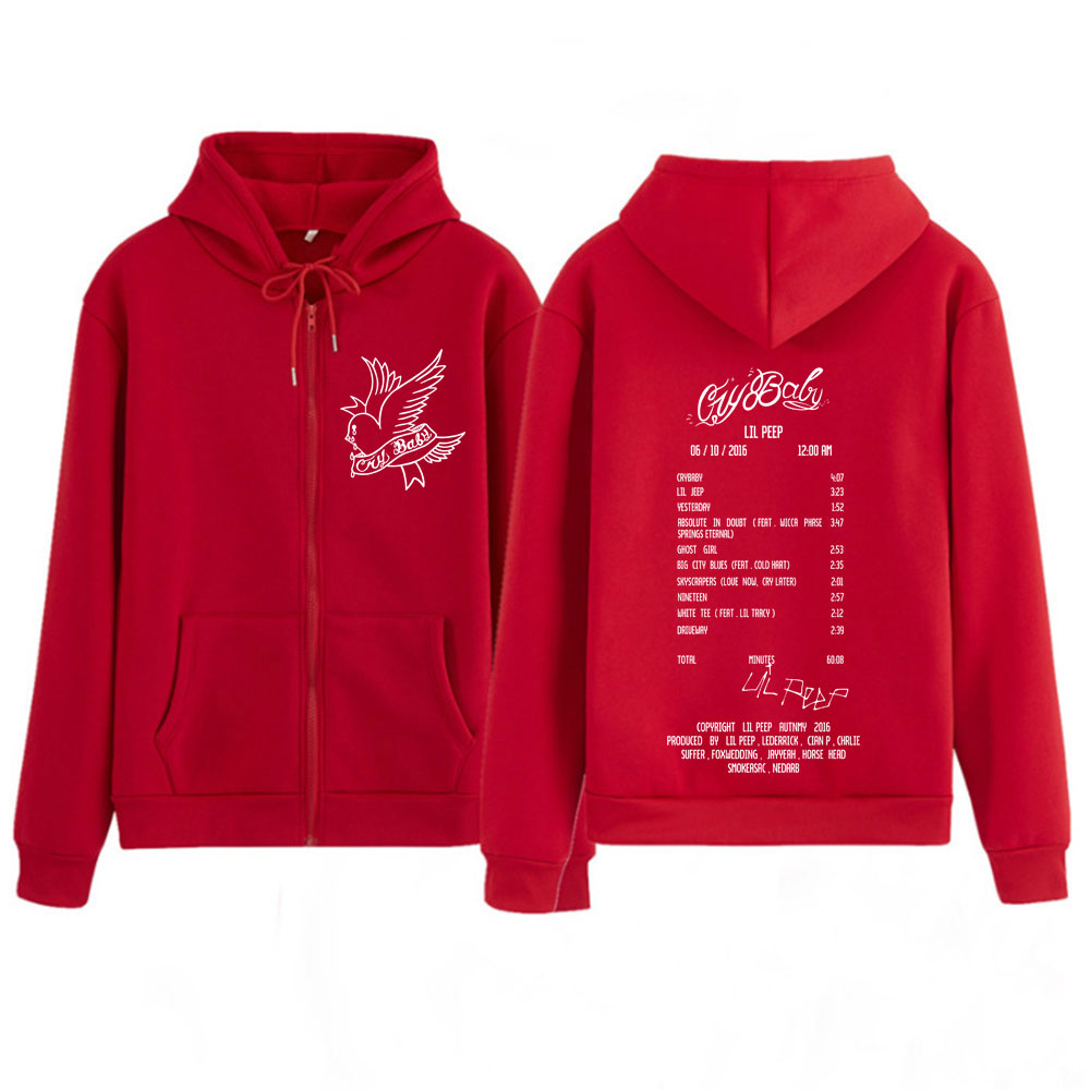 ラッパー リル・ピープ クライ・ベイビー アルバム グラフィ - Mens Fashion Zip Up Hoodies のレビューと価格