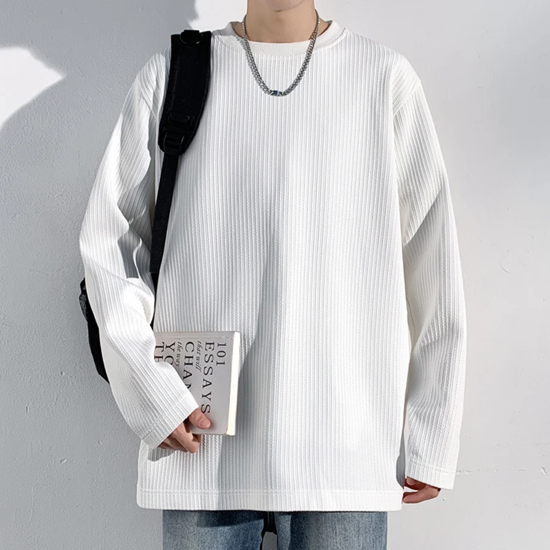 メンズ リブニット クルーネック 長袖 Tシャツ 無地 ゆっ - Men'S Fashion T Shirts のレビューと価格