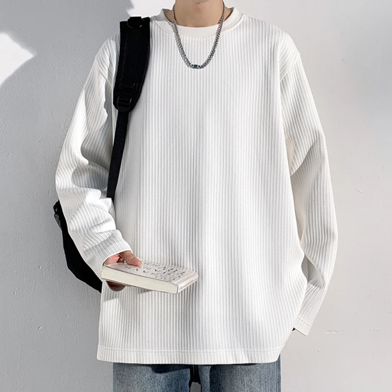 メンズ リブニット クルーネック 長袖 Tシャツ 無地 ゆっ - Men'S Fashion T Shirts のレビューと価格