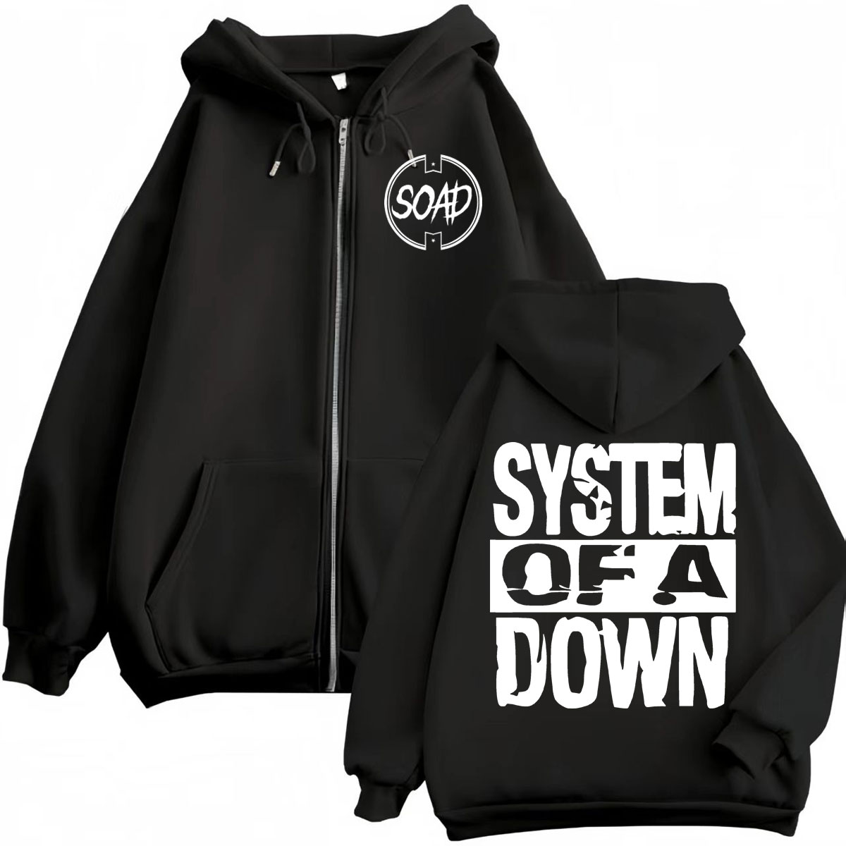 ロックバンドシステムオブアダウンプリントジッパーフーディー高 - Mens Fashion Zip Up Hoodies のレビューと価格