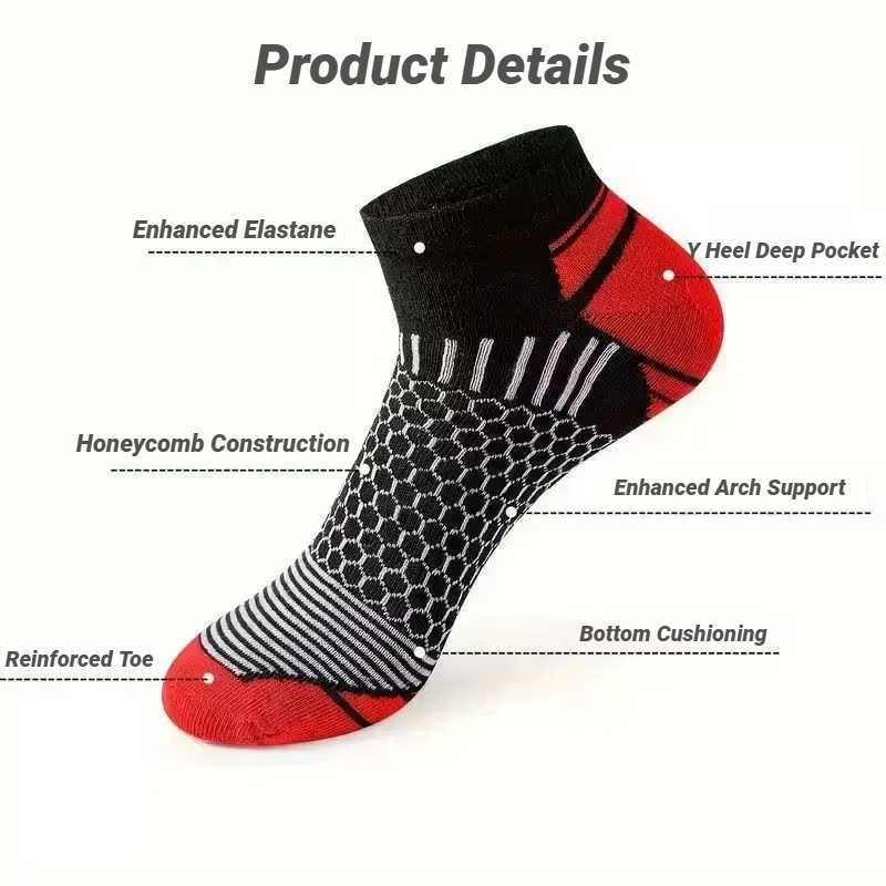 メンズショートスポーツソックス6足組 - 吸湿速乾性、通気性 - Socks Ankle Men のレビューと価格