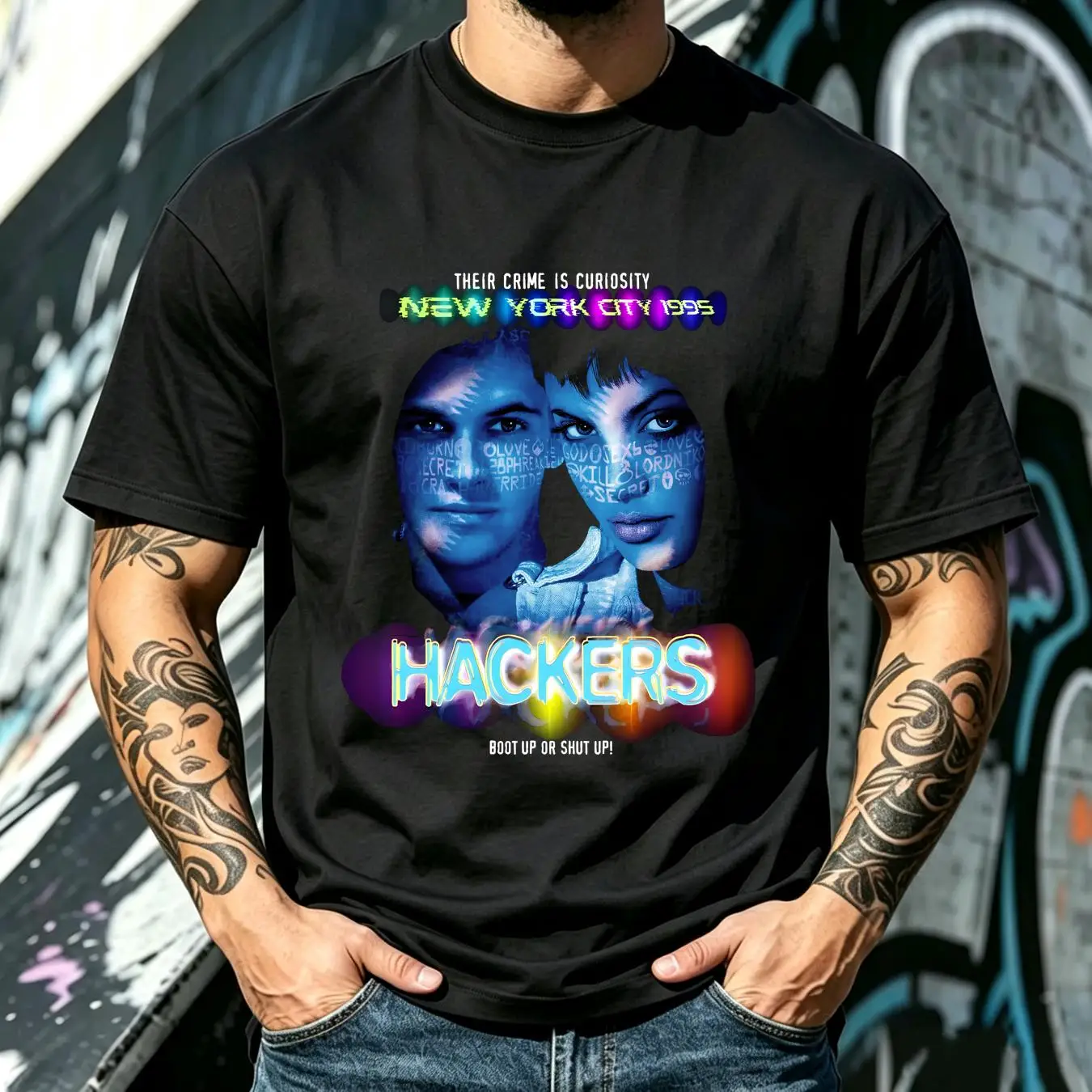 洗い加工を施したTシャツ、ハッカーズ、ニューヨーク、1995 - Men'S Fashion New York のレビューと価格