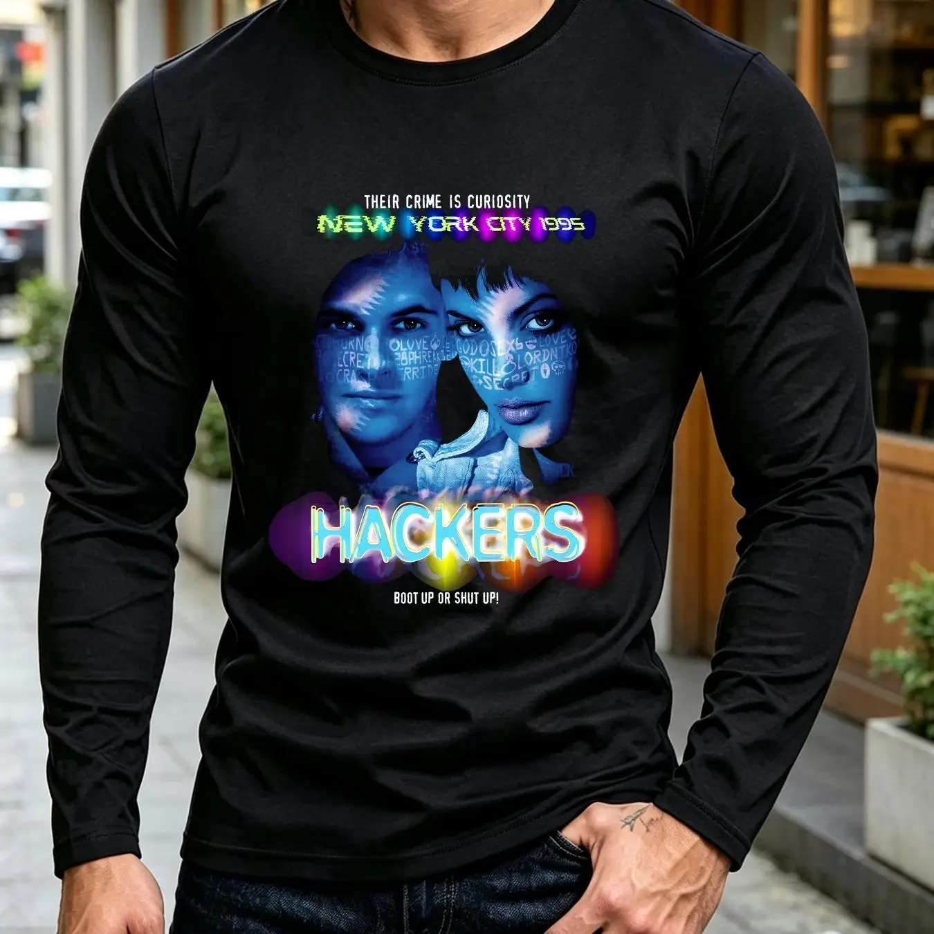 洗い加工を施したTシャツ、ハッカーズ、ニューヨーク、1995 - Men'S Fashion New York のレビューと価格