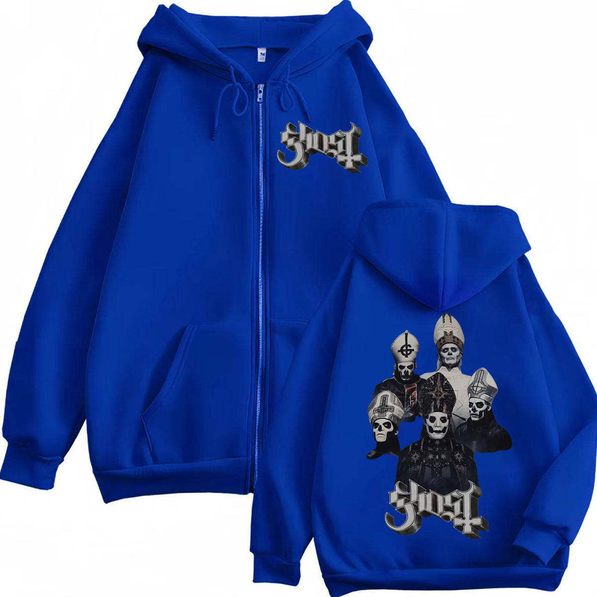 ホット販売ゴーストバンドジッパーパーカー男性女性服ファッショ - Mens Fashion Zip Up Hoodies のレビューと価格