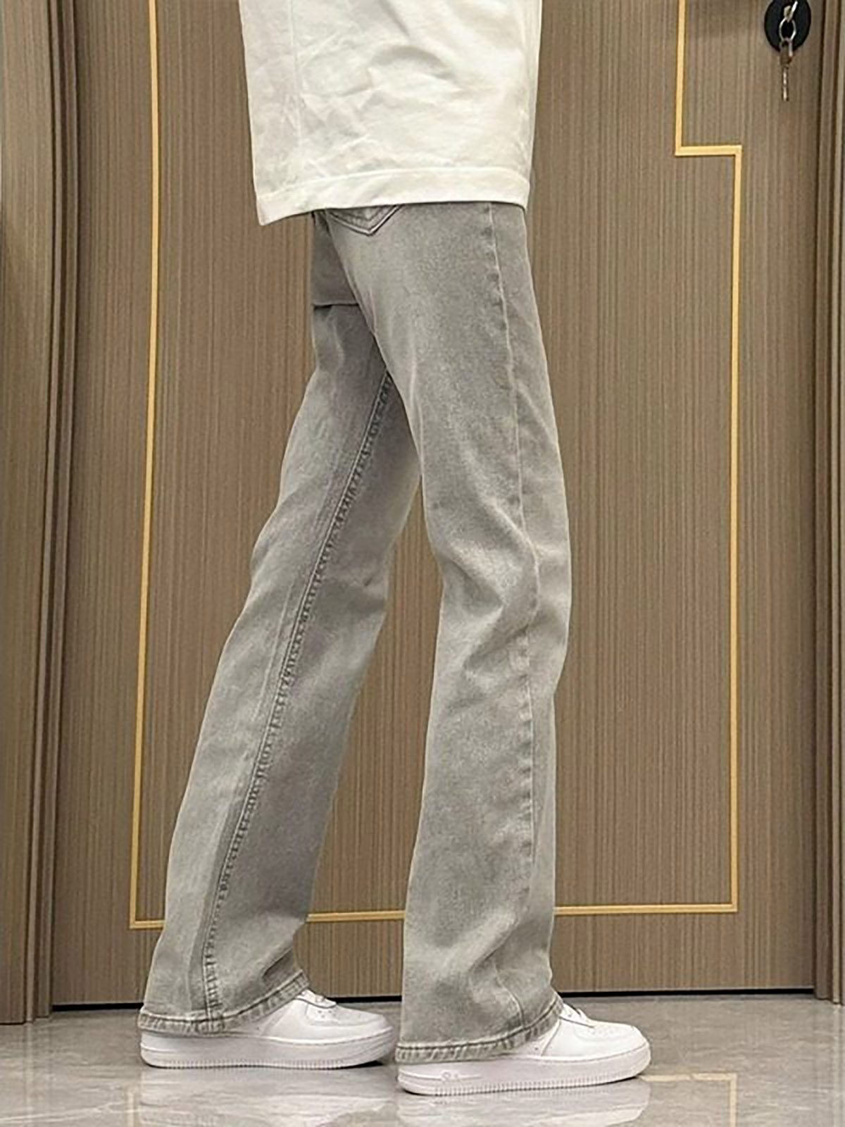 スモークグレーのストレートレッグスリムフィットジーンズ メン - Men'S Fashion Grey Jeans のレビューと価格