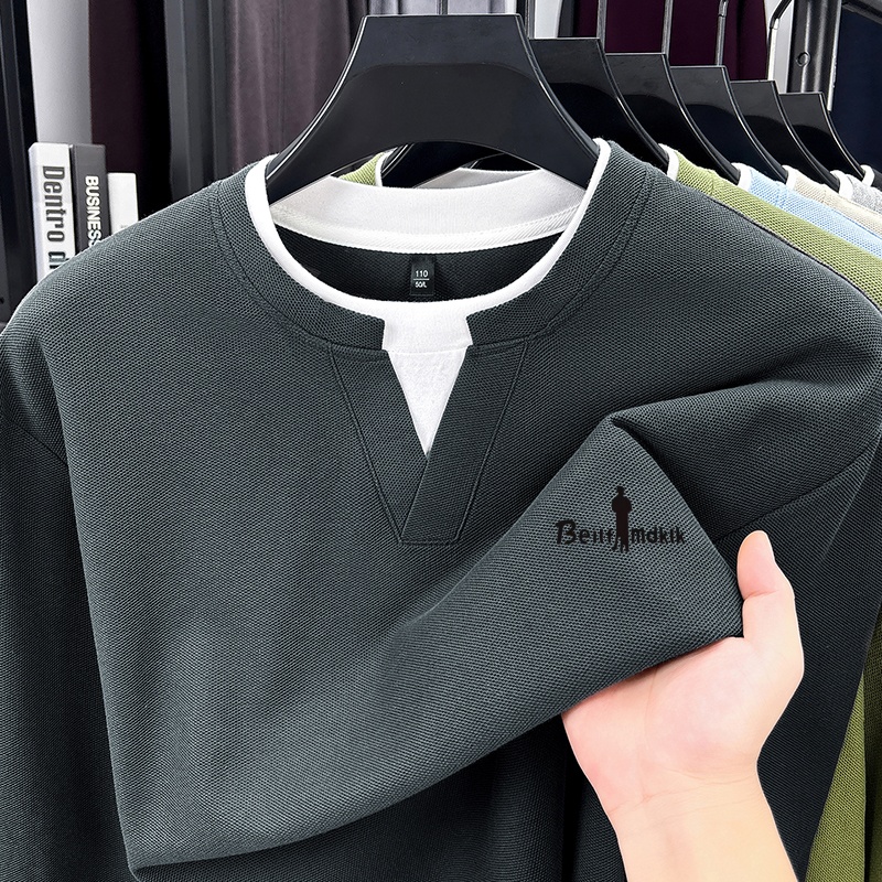 最新ファッショントレンド：綿100％のメンズ用、重ね着風デザ - Mens Fashion Clothes のレビューと価格